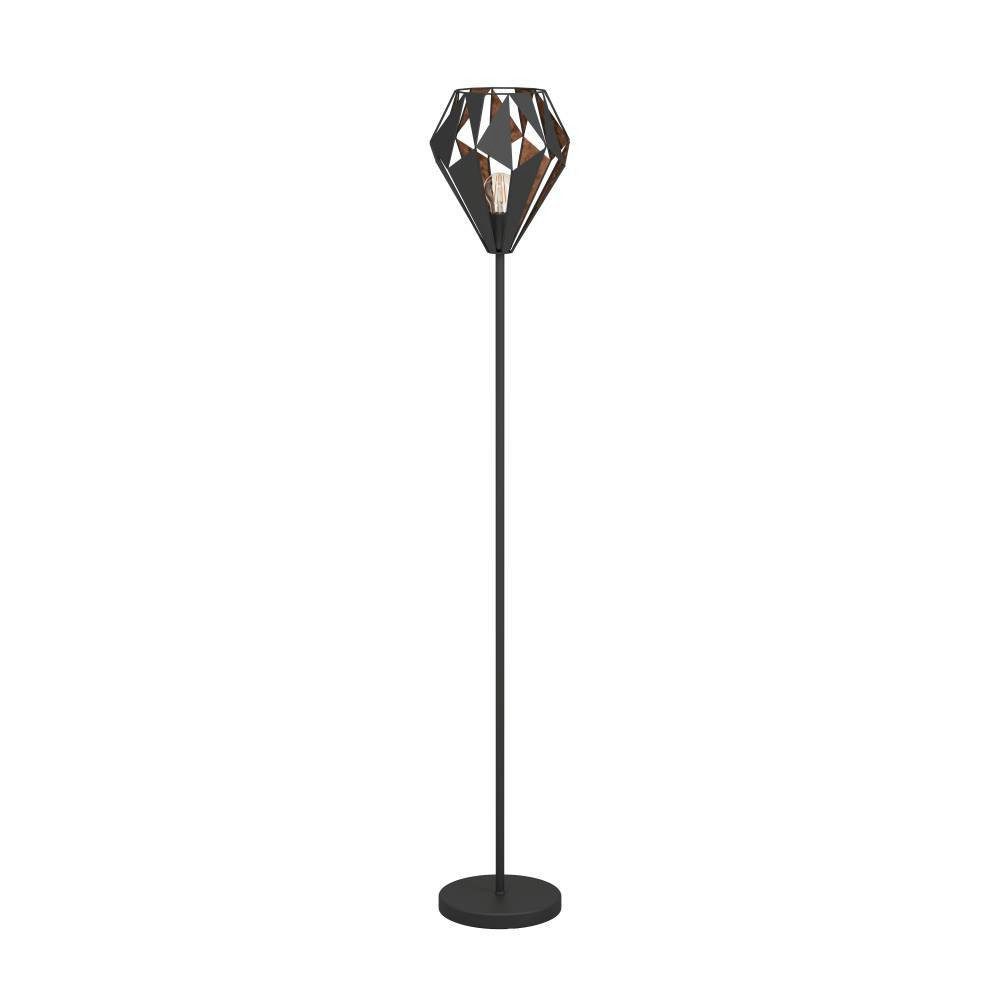 EGLO Stehlampe CARLTON 1, ohne Leuchtmittel, Vintage Stehleuchte, Metall in Schwarz und Kupfer, Retro, E27 Fassung