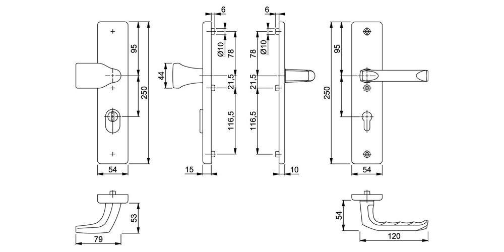 78G/2222ZA/2410/113 mm mm Aluminium London 41-46 Schutzgarnitur Türbeschlag HOPPE F2 72