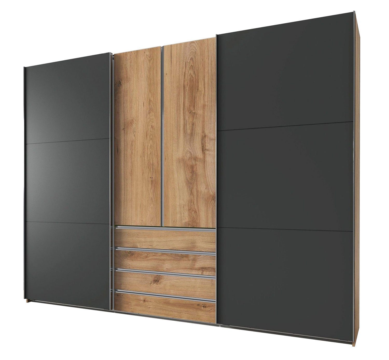 Wimex Schwebetürenschrank Magie graphit plankeneiche Dreh-/Schwebetürenschrank) 300x65x236cm (Magie,