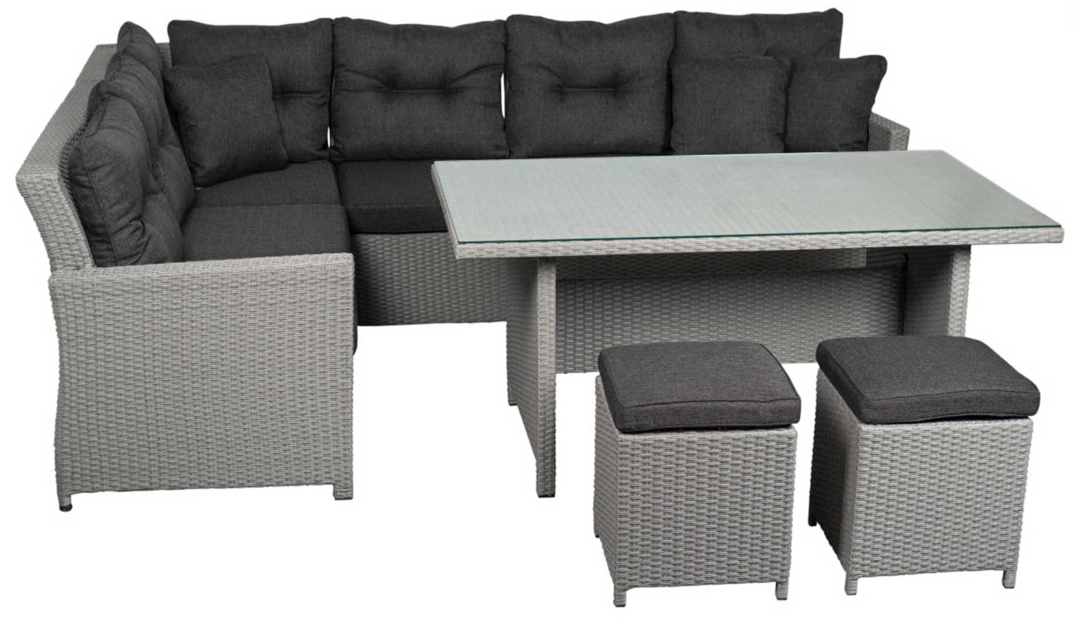 MR.DEKO Gartenlounge-Set Anero PE grey inkl. Tisch