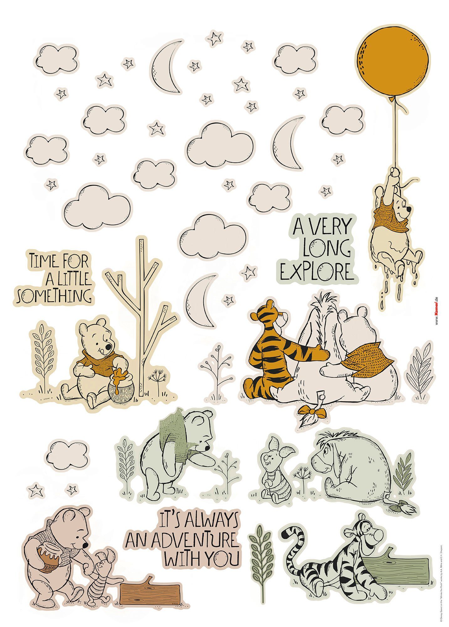 Komar Wandtattoo Winnie the Pooh Woodland - Größe 50 x 70 cm (47 St), selbstklebend, Wandsticker, Kinderzimmer