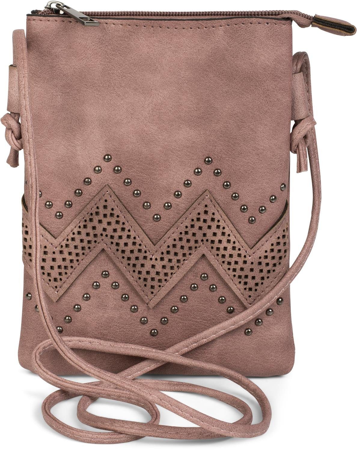 Mini Bag Mini Umhängetasche mit ZickZack Cutout und Nieten