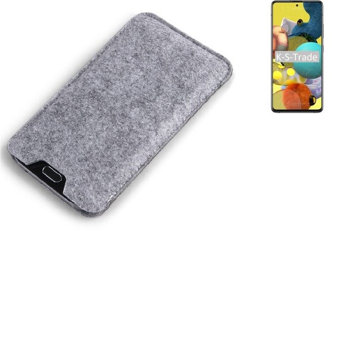 K-S-Trade Handyhülle Filz Schutz-Hülle kompatibel mit Samsung Galaxy A51 5G Schutzhülle Filztasche Filz Tasche Case Sleeve Handy-Hülle Filzhülle grau