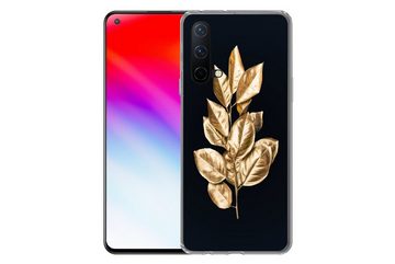 MuchoWow Handyhülle Pflanze - Blätter - Gold - Schwarz - Luxus, Phone Case, Handyhülle OnePlus Nord CE 5G, Silikon, Schutzhülle
