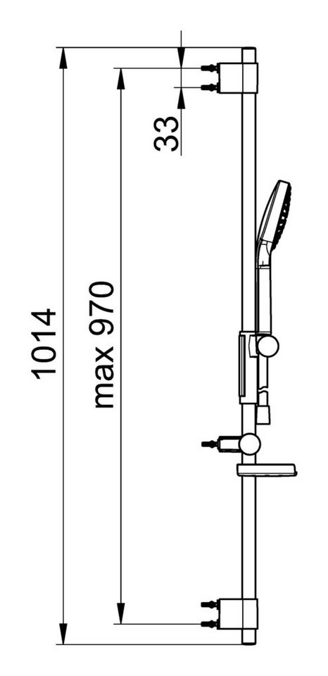 Thumbnail - HANSA Brausegarnitur Hansaactivejet, 1 Strahlart(en), Wandstangen-Set 970 mm Handbrause, 1-strahlig Brausenkopfgröße 120...