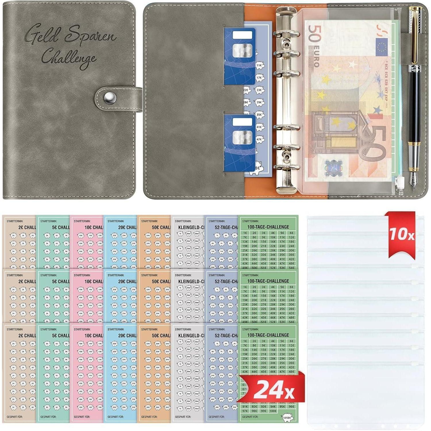 LuxusKollektion Ringbuchkalender Geld Spar Challenge Buch 8 Spar Challenges Budget Planner Binder A6