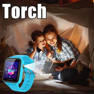 PTHTECHUS MG-S19-BLAU Kinder's Smartwatch (1,44 Zoll), mit Elegantes und Schönes Design 7 Spielen, Musik, MP3, Taschenlampe