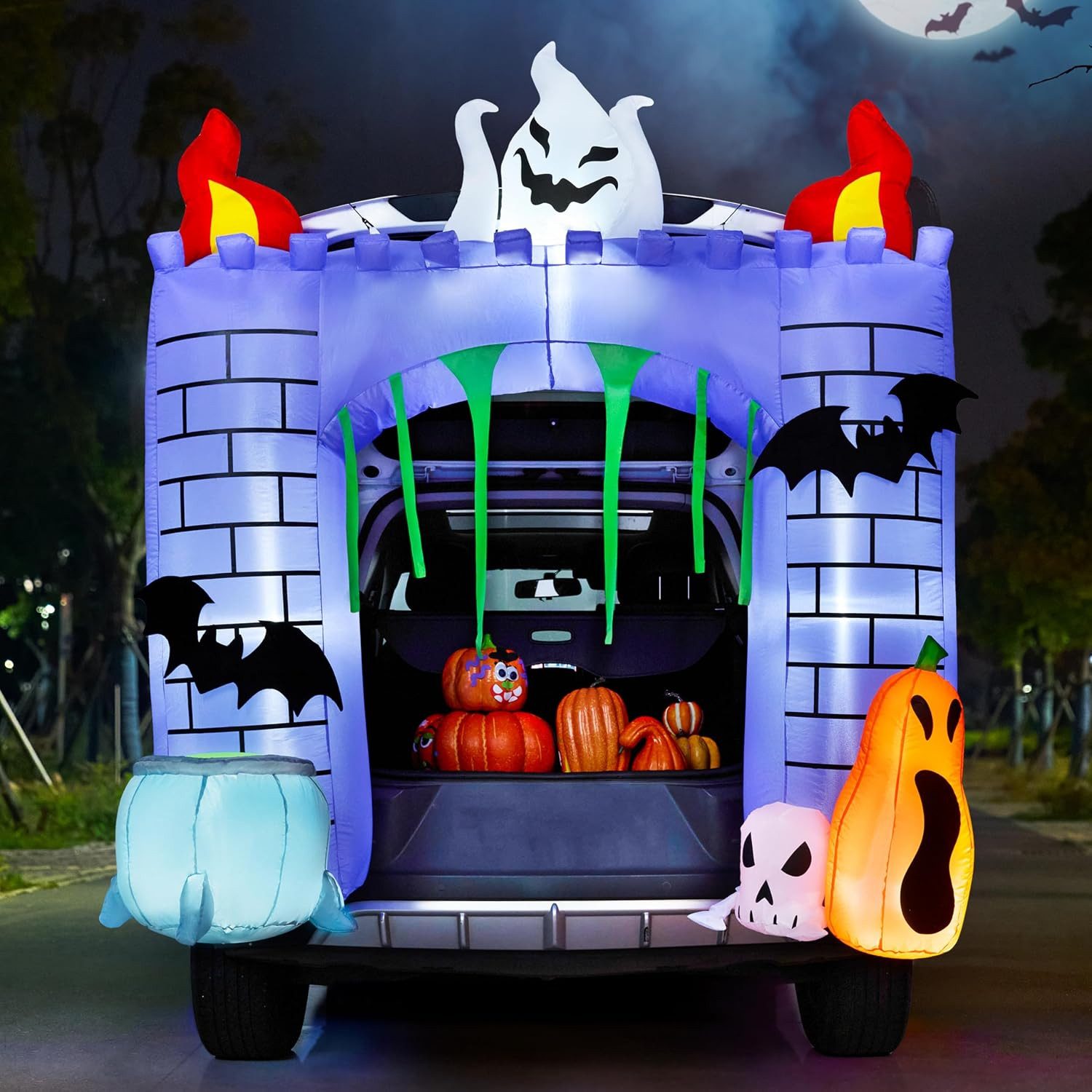 Joiedomi Aufblasbares Partyzubehör Joiedomi 1,8 m Halloween Aufblasbare Geisterburg mit LEDs, Trunk or Tr