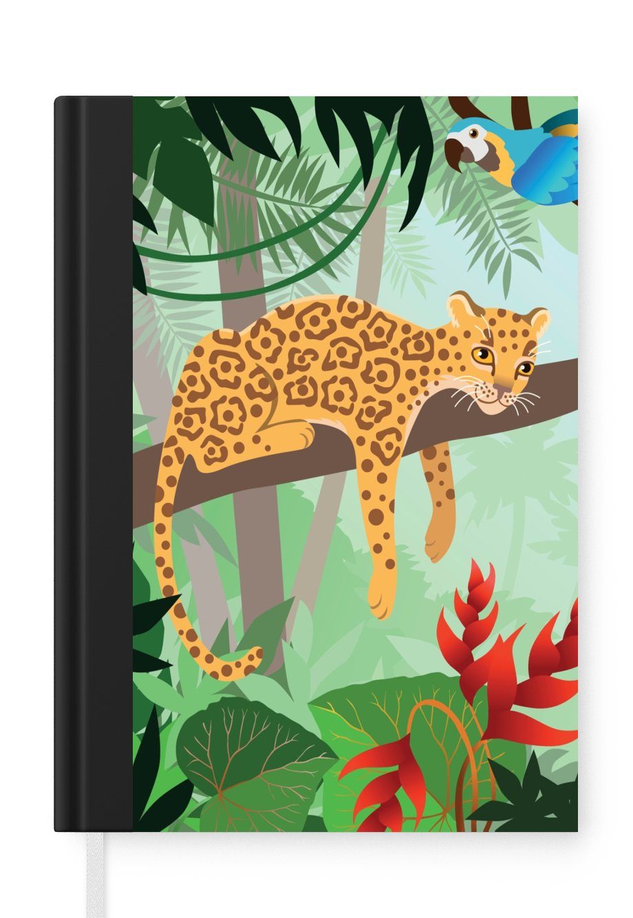 MuchoWow Notizbuch Dschungeltiere - Tukan - Jungen - Mädchen - Leopard, Journal, Merkzettel, Tagebuch, Notizheft, A5, 98 Seiten, Haushaltsbuch