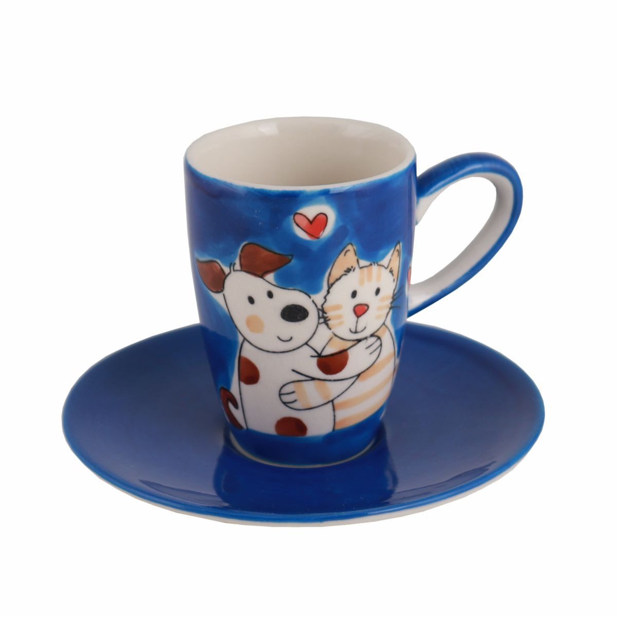 Mila Espressotasse Mila Keramik Espresso-Tasse mit Untere Cat & Dog Love, Keramik