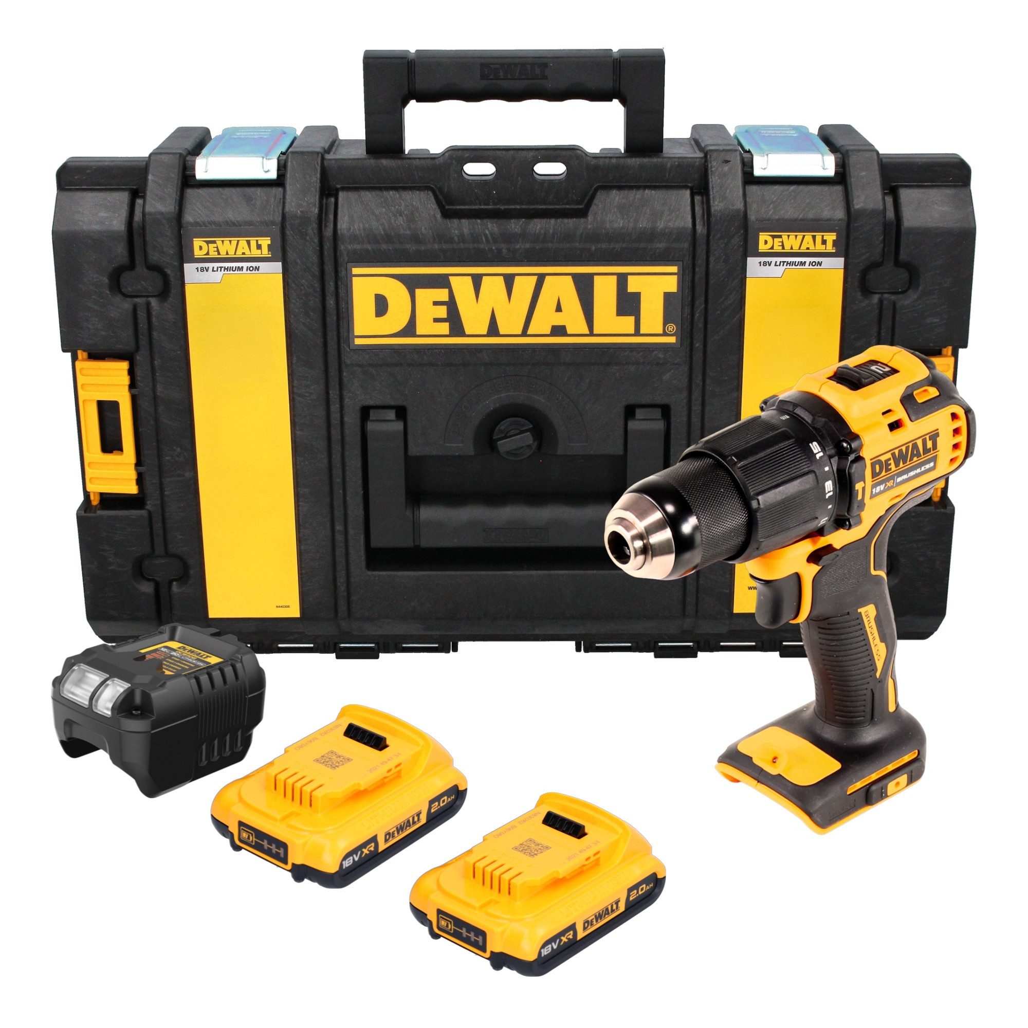 DeWalt Akku-Schlagbohrschrauber DCD 709 D2 18 V 65 Nm + 2x Akku 2,0 Ah + Ladegerät + Tough Box