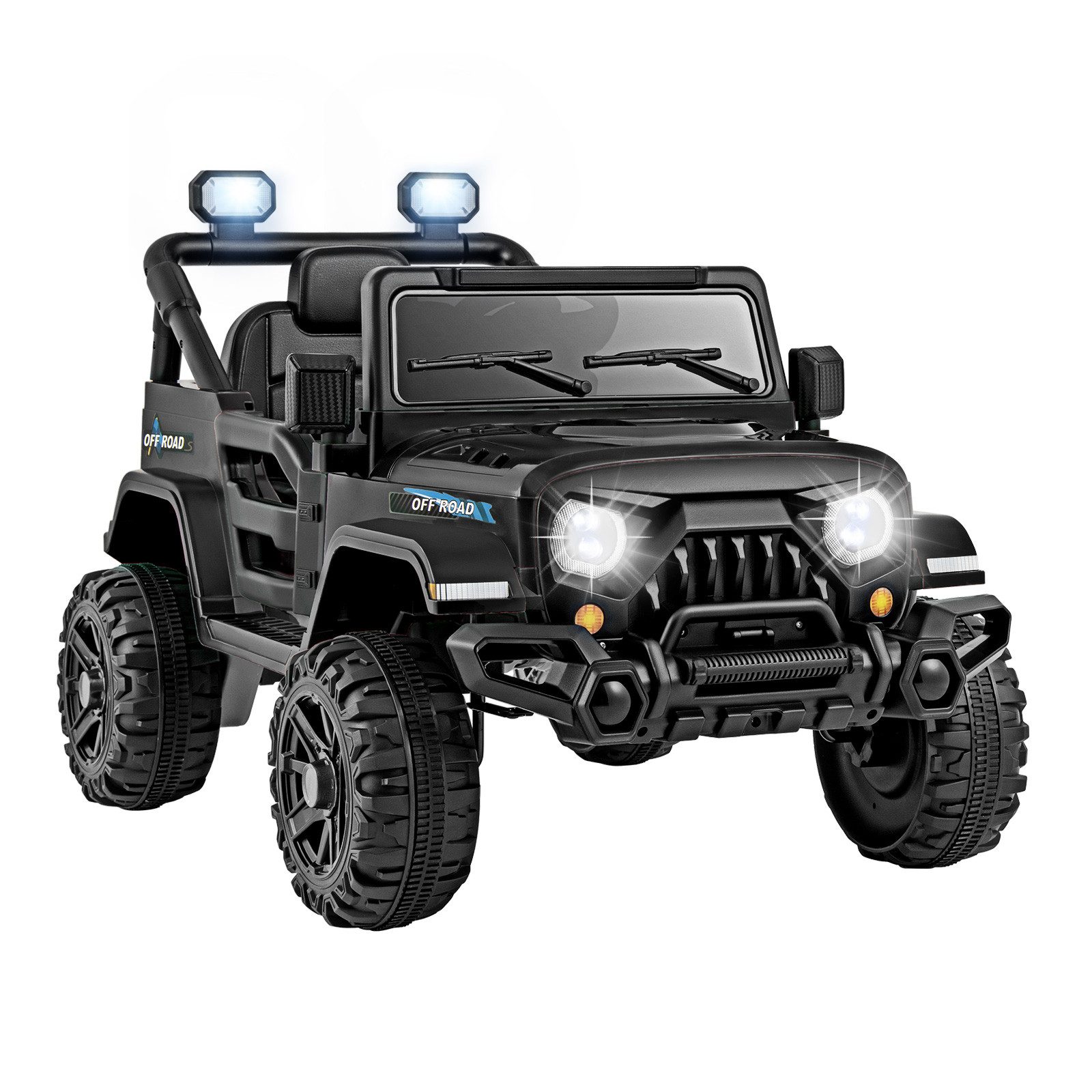 COSTWAY Elektro-Kinderauto, Belastbarkeit 30 kg, Elektrofahrzeug mit LED-Leuchten, Musik, Hupe