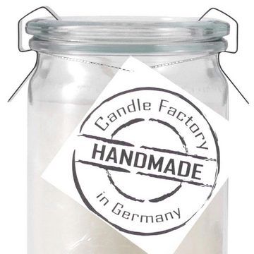Landshop24 Duftkerze Candle-Factory Duftkerze aus Stearin im Weckglas Mini Jumbo (Duft: Zimt-Zucker), brennt bis zu 70h