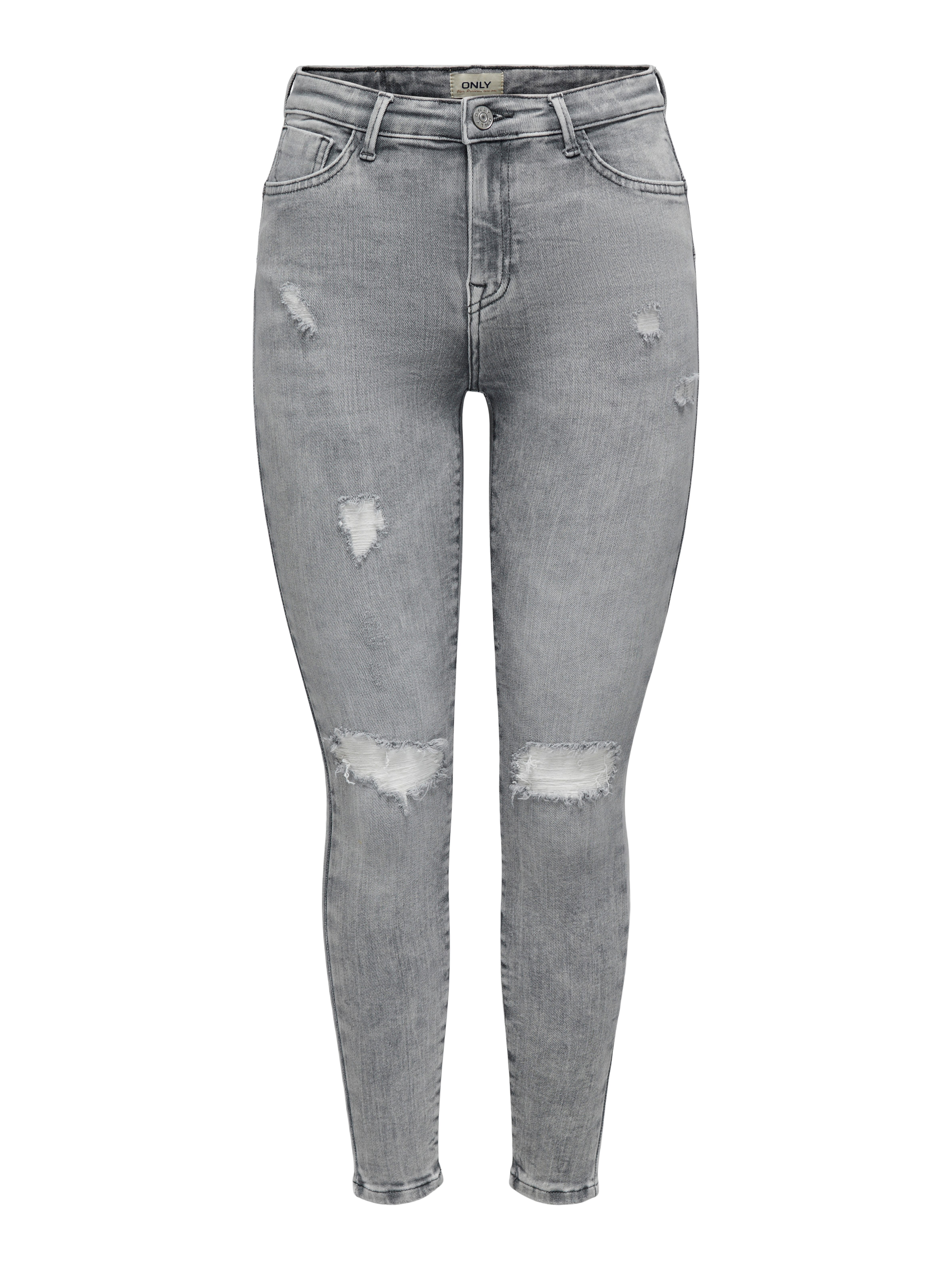 ONLY Skinny-fit-Jeans ONLPOWER MW PUSH UP ANK DES DNM AZ mit Destroyed-Details