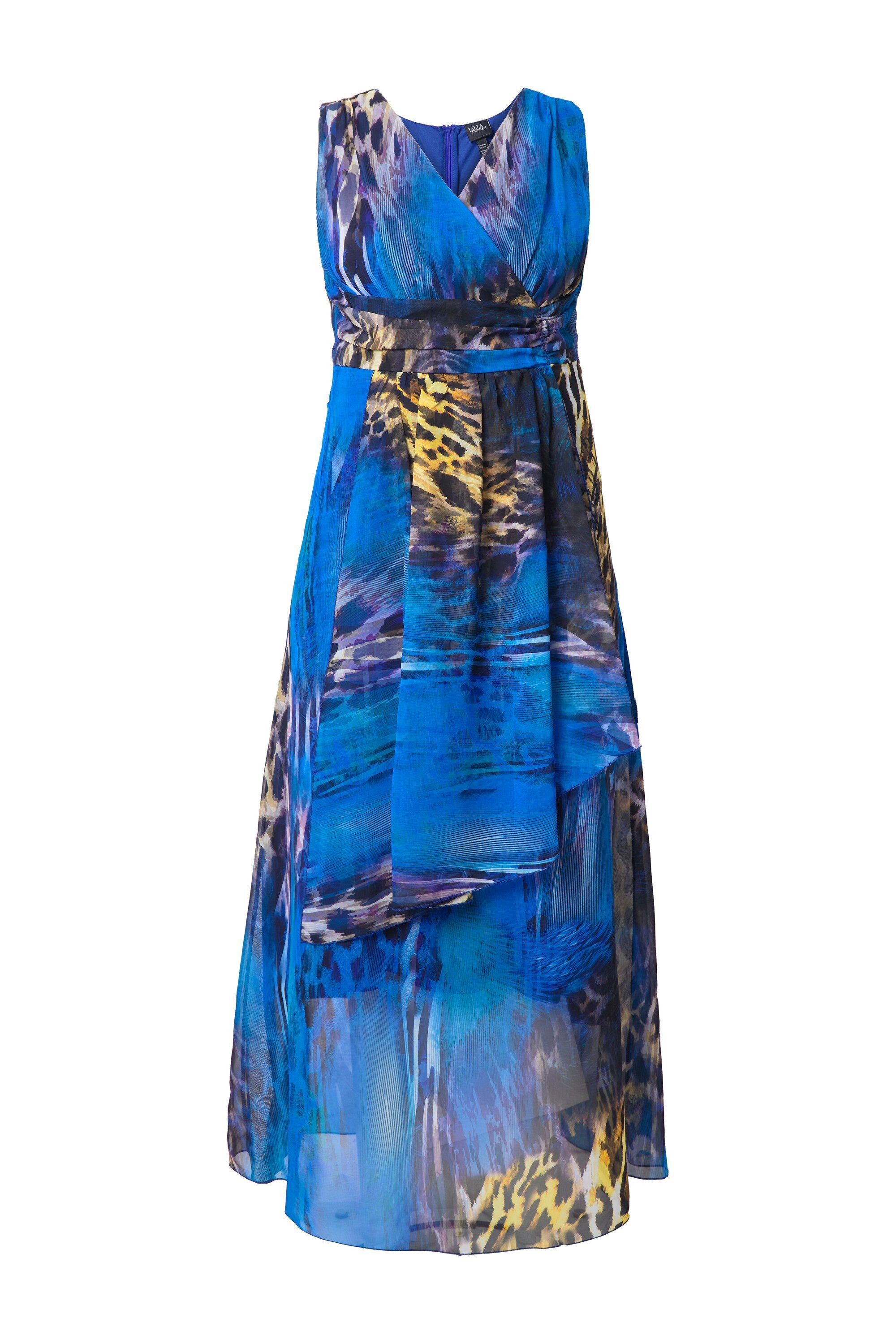 Ulla Popken Partykleid Maxi-Chiffonkleid ärmelos Leo-Druck günstig online kaufen