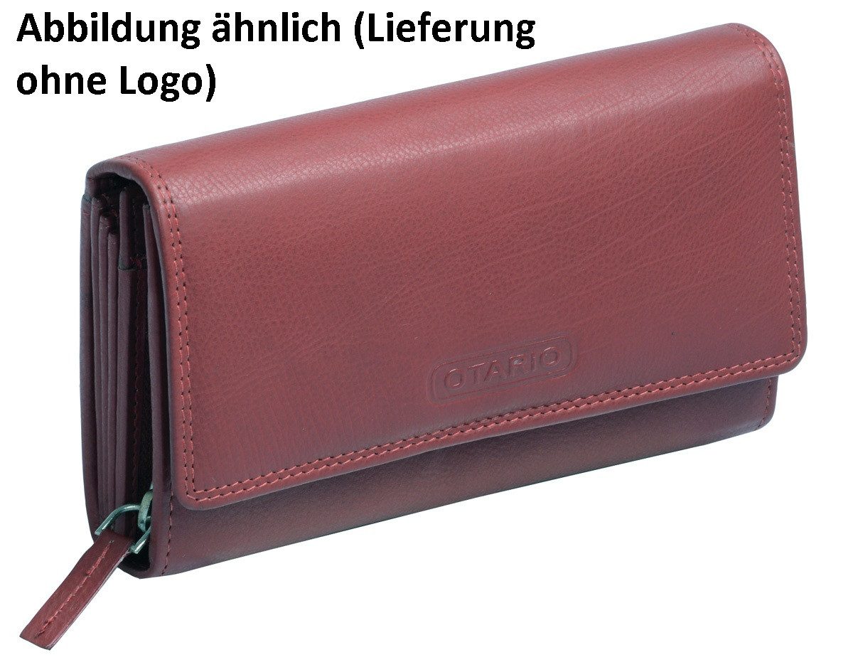 Otario Geldbörse Damenlangbörse Leder mit Klappe, Reißverschlusskleingeldfach, rot