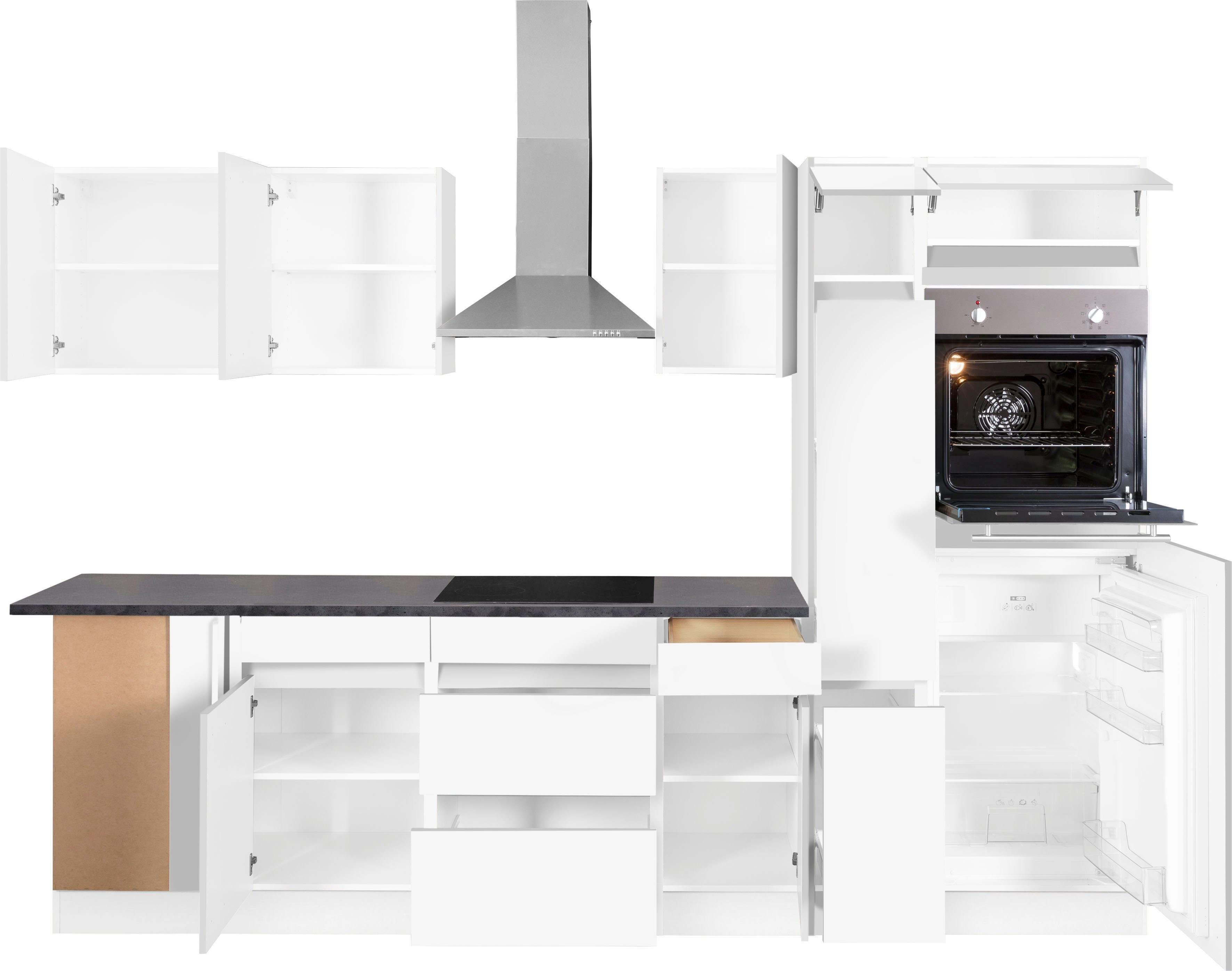 OPTIFIT Winkelküche Roth, Stellmaße 300x175 cm, wahlweise mit E-Geräten, mit Apothekerschrank