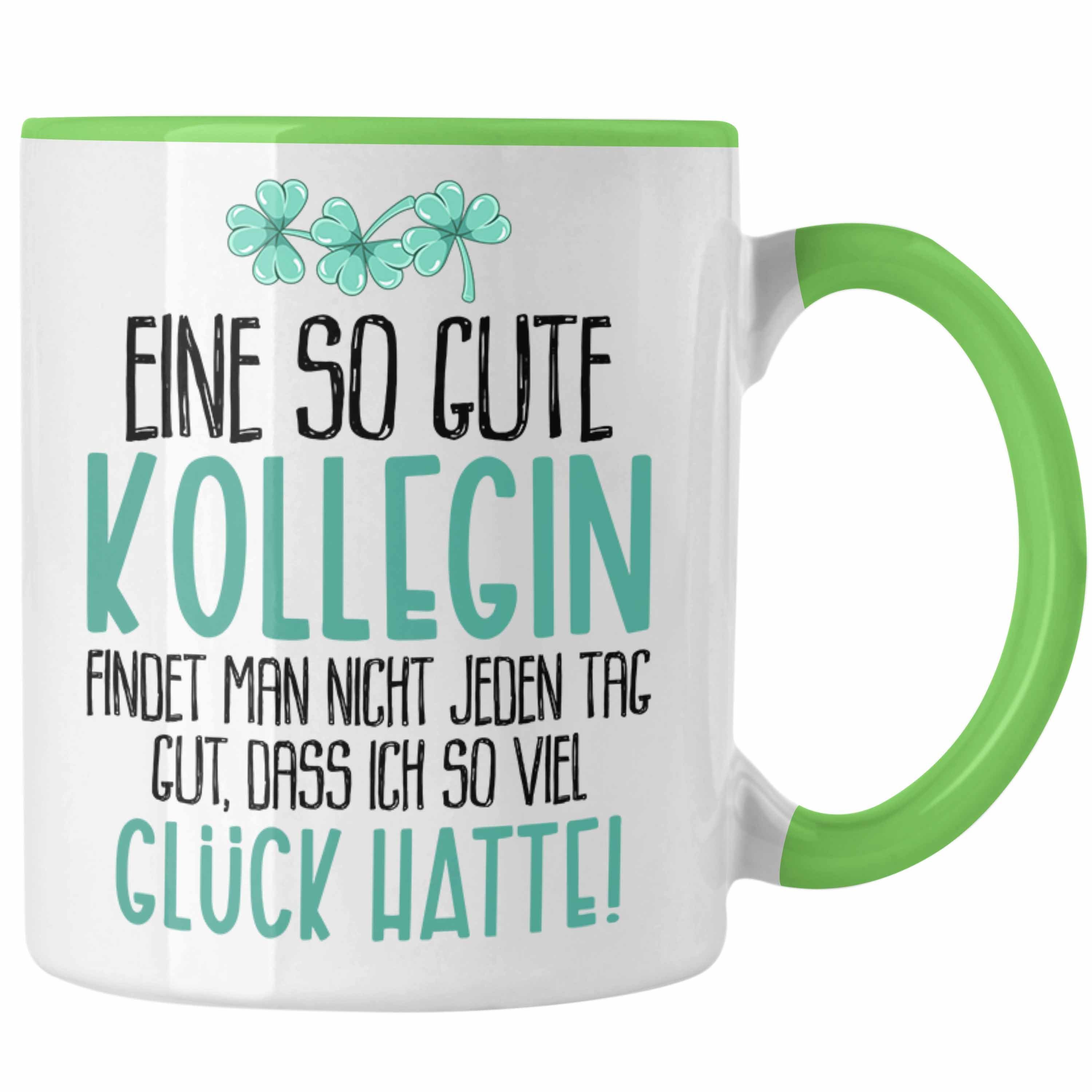 Trendation Tasse Trendation - Beste Kollegin Tasse Geschenk Spruch Arbeitskollegin Geschenkidee Geburtstag Abschied Jobwechsel Grün