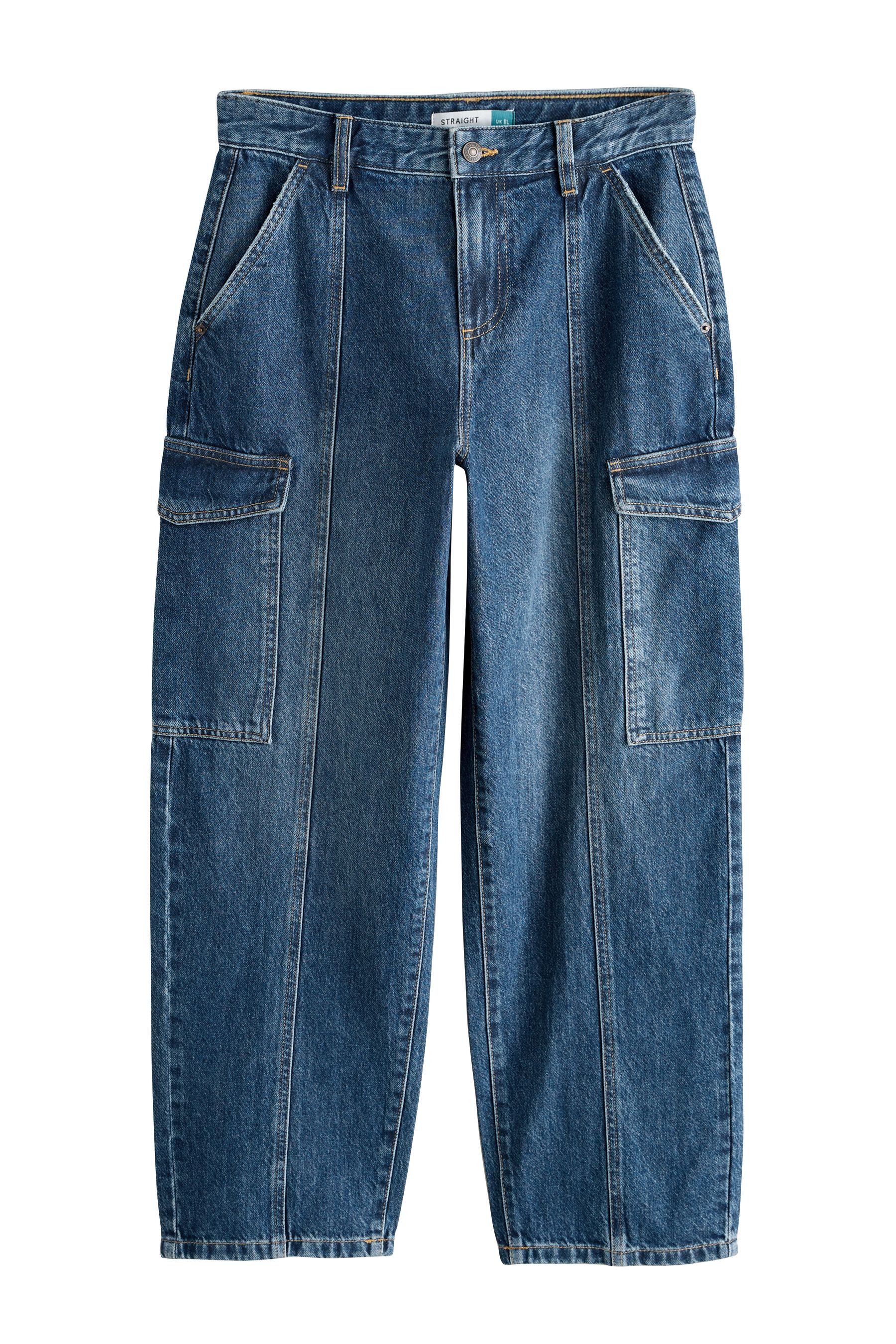 Next Gerade Jeans Straight Fit Jeans mit geradem Bein, Kurzgröße (1-tlg)