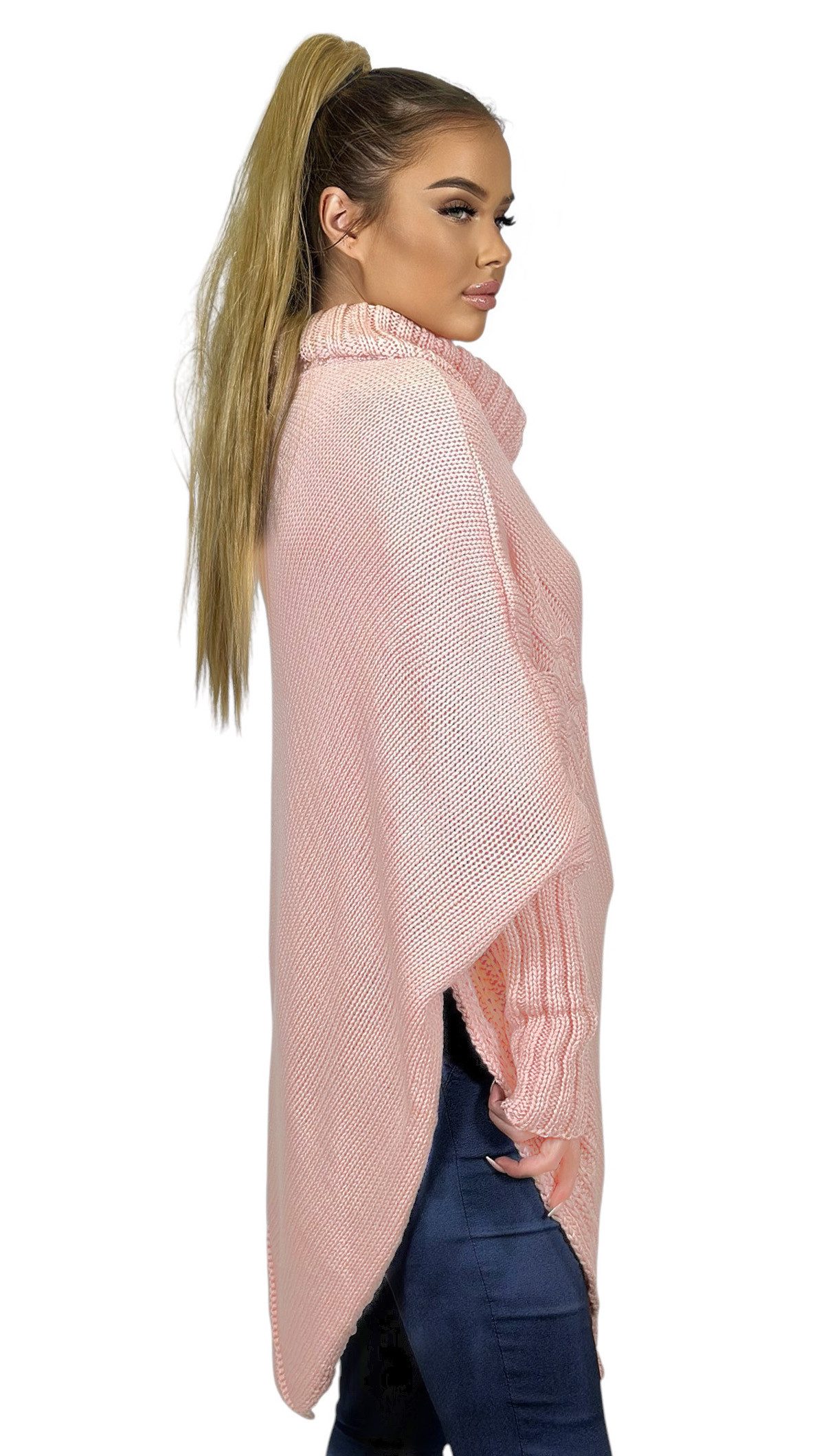 Mississhop Strickponcho Poncho Strick Sweatshirt Pullover Umhang Überwurf