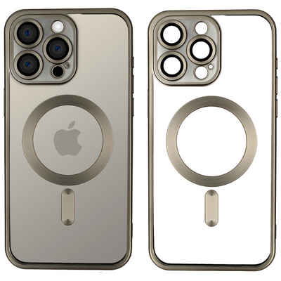 Wörleonline Handyhülle für Apple iPhone 15 Pro Max mit integriertem Kameraschutz, TPU Schutzhülle in passendem Titan-Farbton, MagSafe kompatible Hülle