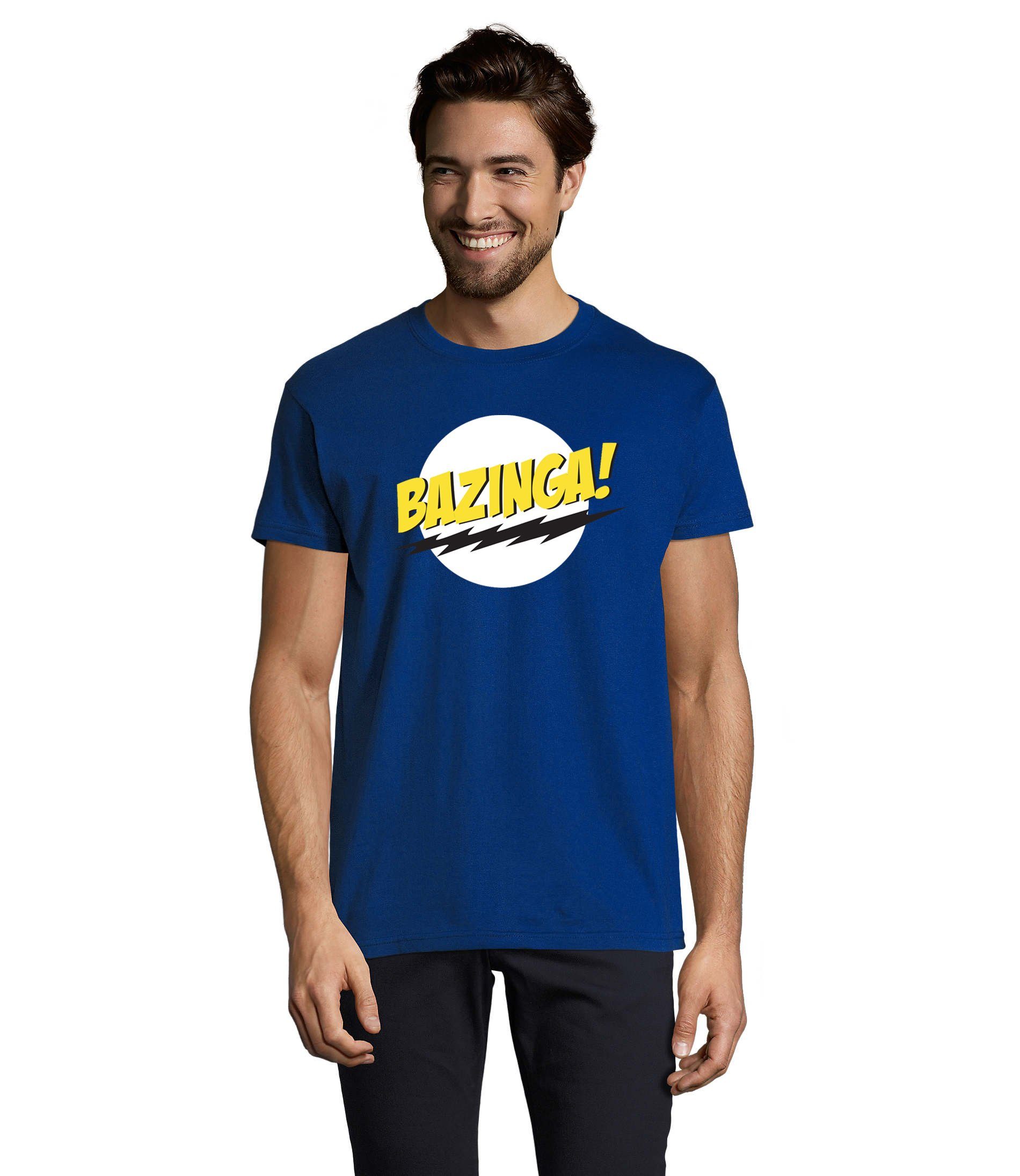 Blondie & Brownie T-Shirt Herren Bazinga Logo Sheldon Big Bang Theorie Blau