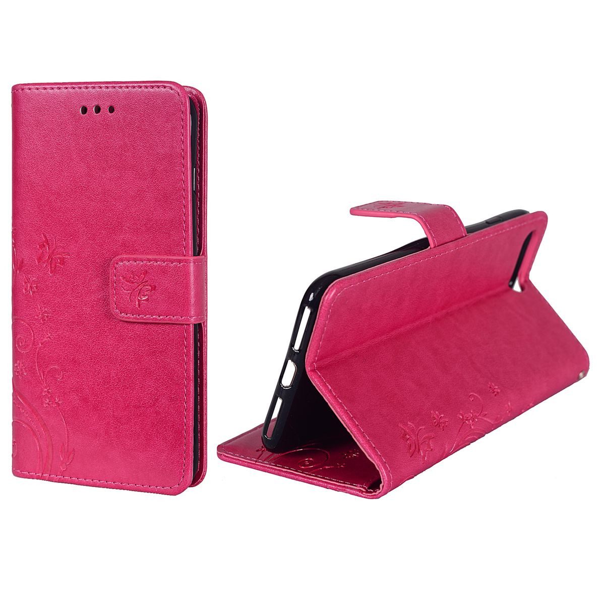 König Design Handyhülle Apple iPhone 8 Plus, Apple iPhone 8 Plus Handyhülle Bookcover Rosa