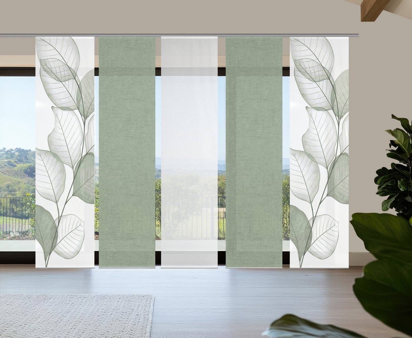Vision S Schiebegardine Vision S YULE Schiebegardine, halbtransparent, Bambusoptik, 260x60 cm (5 St), Paneelwagen, halbtransparent, Polyester