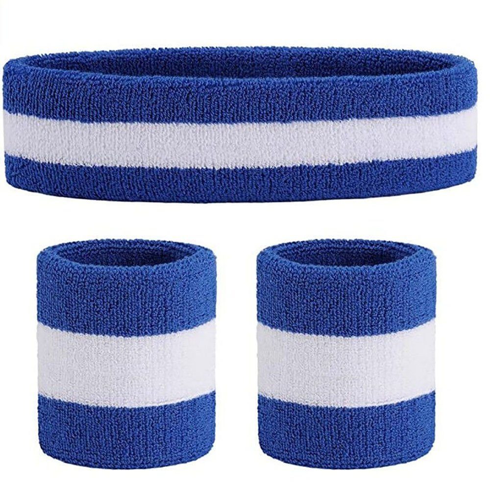 CTGtree Tennisarmband Tennisarmbänder Baumwolltuchstoff Sport Schweißgürtel Blau und weiß und Blau
