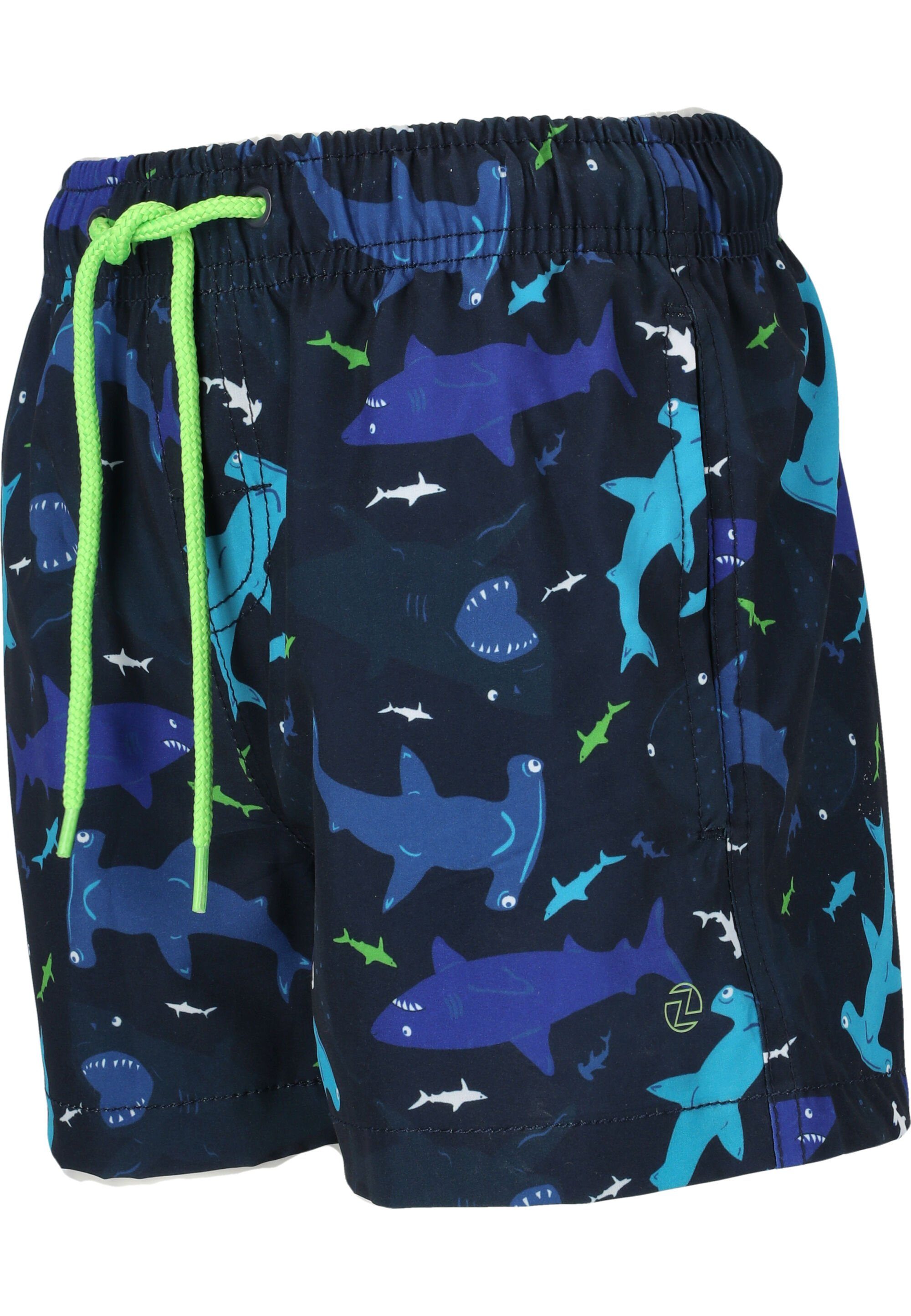 Badeshorts ZIGZAG Schnürzug mit Seitentaschen Shark (Panty) und praktischen