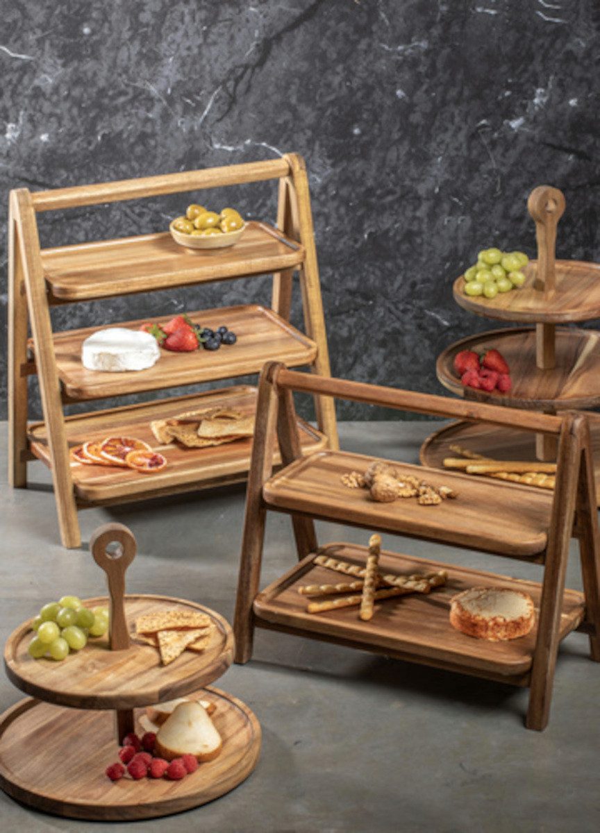 Ladelle Etagere GATHER Servierturm akazie rund 2-etagig, Akazienholz, (Serviertürme), Gather Round Acacia 2 Tier Serving Tower 30x30x27.5cm