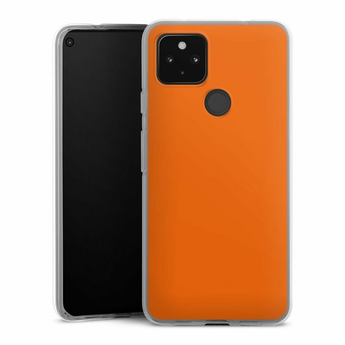 DeinDesign Handyhülle einfarbig orange Farbe Mandarine Google Pixel 4a 5G Silikon Hülle Bumper Case Handy Schutzhülle