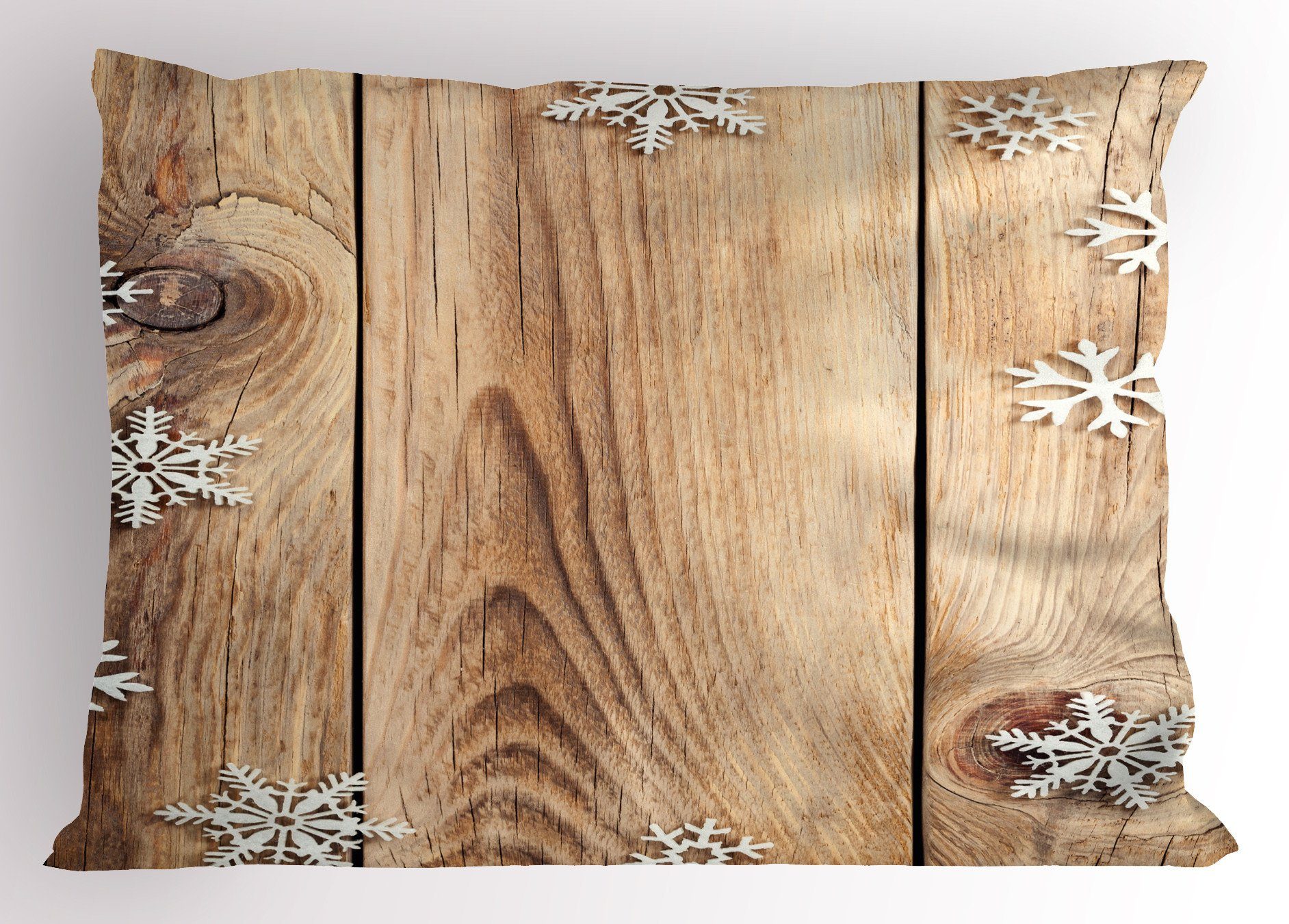 Kissenbezüge Dekorativer Standard King Size Gedruckter Kissenbezug, Abakuhaus (1 Stück), Weihnachten Holz Plank Schneeflocken