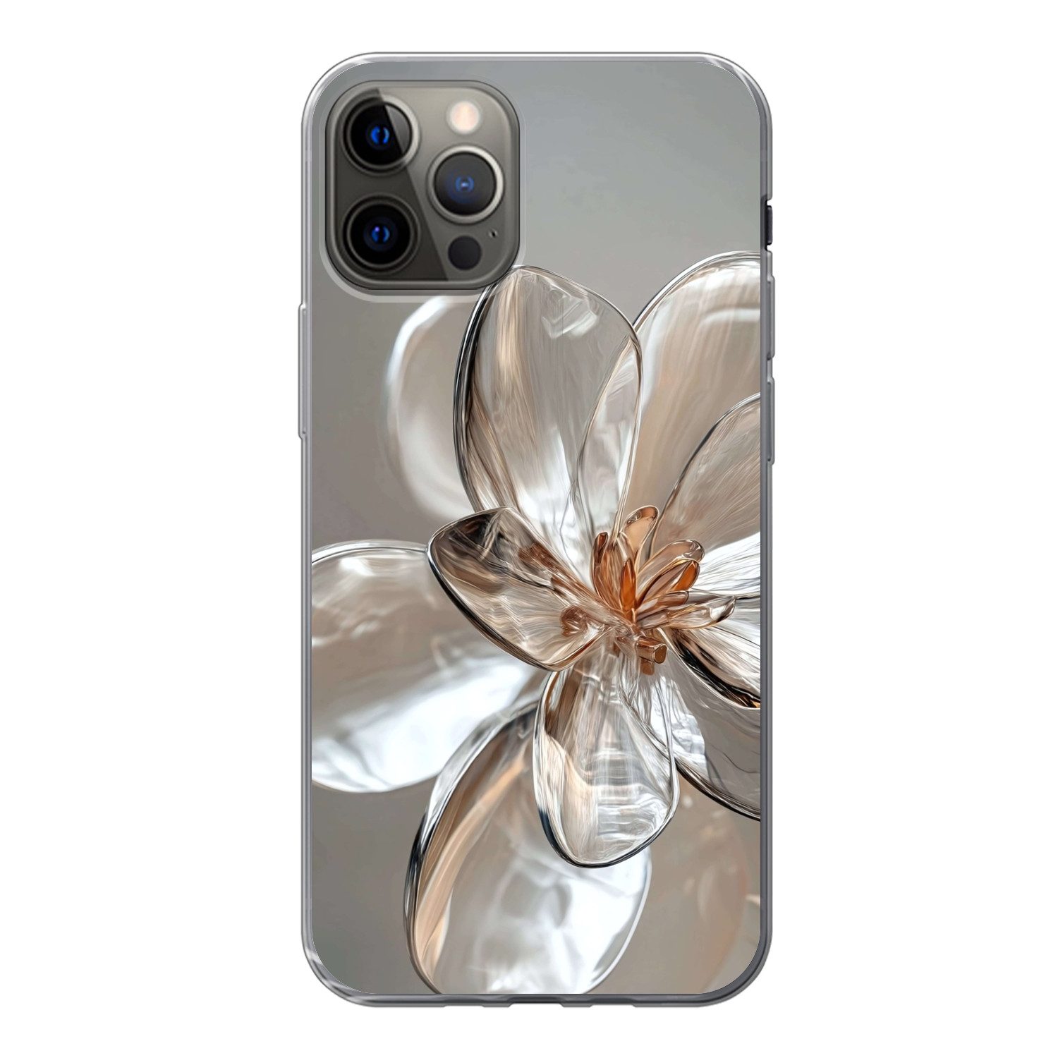 MuchoWow Handyhülle für Apple iPhone 12 Pro Blume - Gläser - Transluzent, Smartphone-Bumper, Print, Handy Schutzhülle Dünn