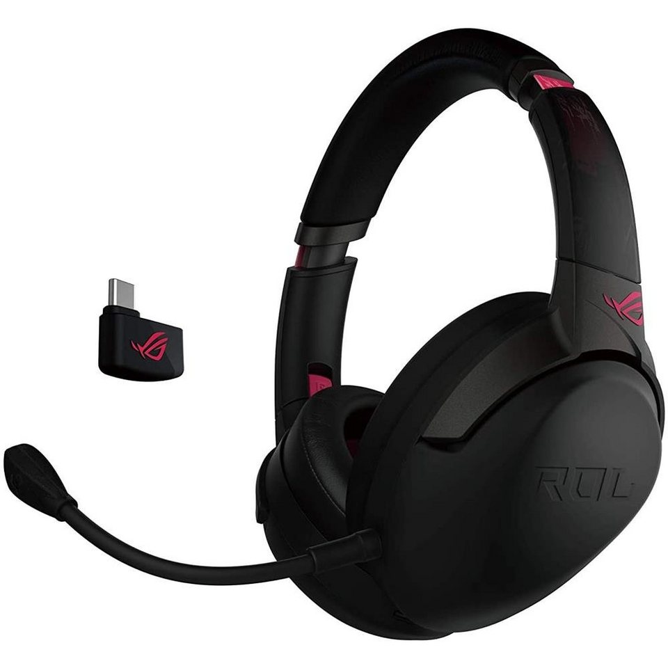 Asus ROG Strix Go 2.4 Electro Punk Gaming-Headset (Noise-Cancelling,  Bluetooth, kabellos, 2,4GHz, USB-C AI, für PC, Mac, Nintendo Switch, PS4),  KI-gestütztes Noise-Cancelling-Mikrofon
