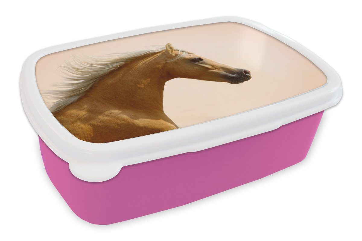 MuchoWow Lunchbox Pferd - Licht - Luft, Kunststoff, (2-tlg), Brotbox für Erwachsene, Brotdose Kinder, Snackbox, Mädchen, Kunststoff rosa