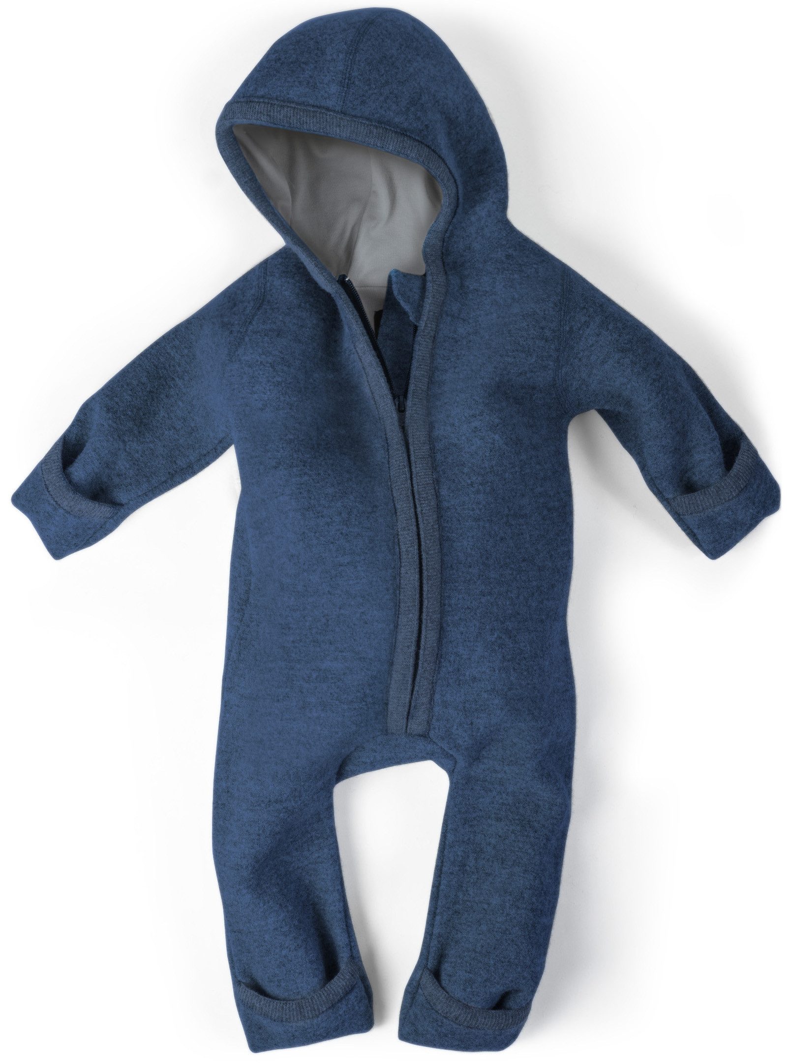 Ehrenkind Overall Walkoverall Baby aus Merino Schurwolle mit Reißverschluss (Jeansblau, Gr. 50-56) Wollwalk Overall Baby 50/56