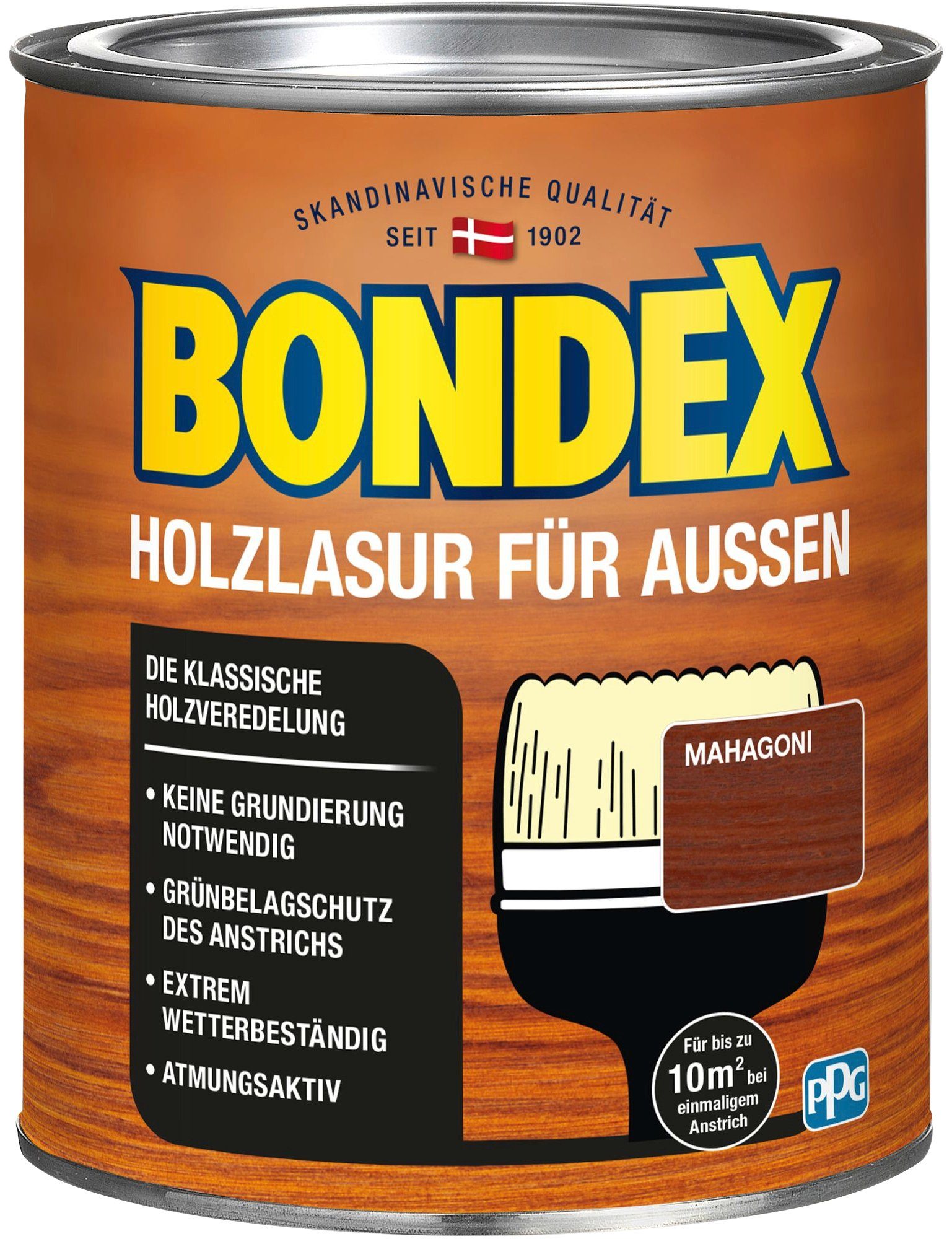 Bondex Holzschutzlasur in atmungsaktiv, Farbtönen AUSSEN, HOLZLASUR Wetterschutz versch. Holzverkleidung, Mahagoni FÜR