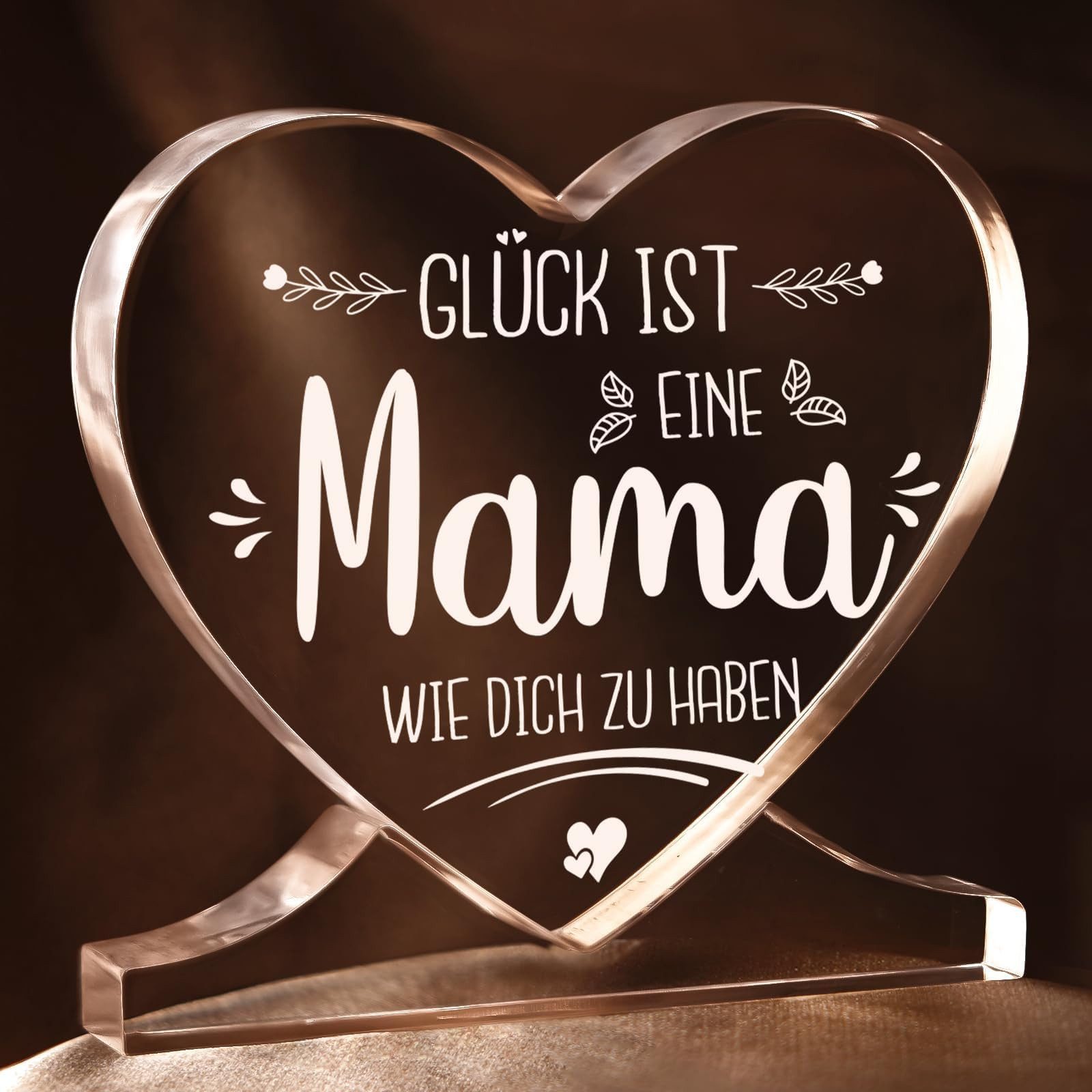 FOUORTUNATE-BEE Dekoobjekt Geschenke für Mama Geschenk Geburtstagsgeschenk, Beste Mutter Geschenk (Herz Acryl mit liebevollem Spruch, Persönliches Geschenk für Mama zum Geburtstag), Muttertag oder Weihnachten