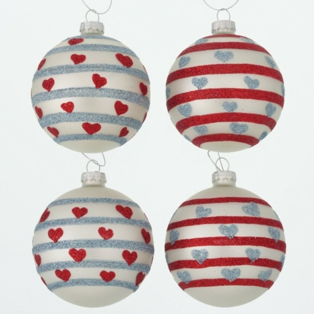 BOLTZE GRUPPE GmbH Weihnachtsbaumkugel Glaskugel Christbaumkugel Weihnachtskugel rot silber Ø 8 cm 4er Set