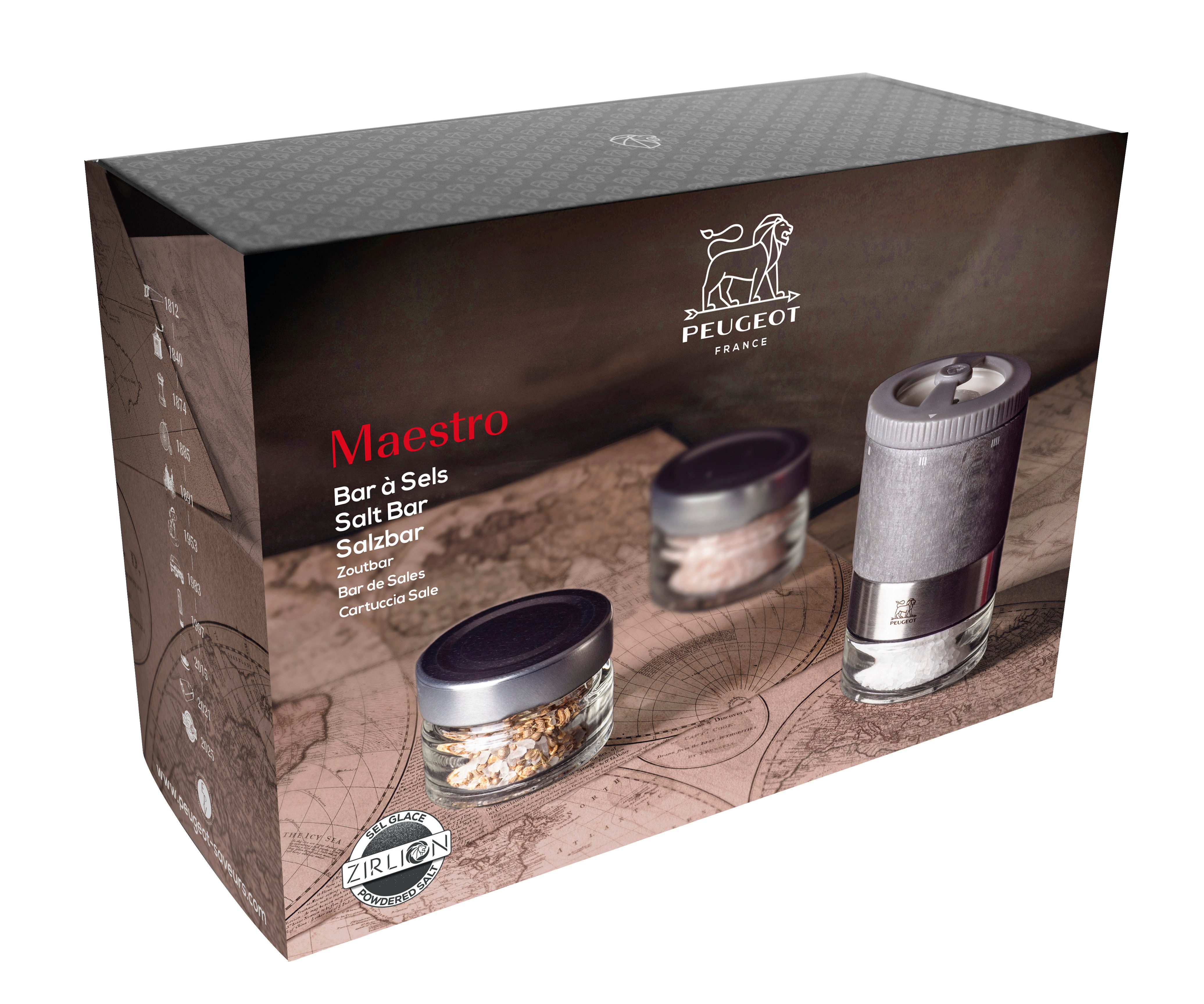 PEUGEOT Salzmühle MAESTRO 11cm Salzbar Salzmühle Zirkonia-Mahlwerk Glas Manuell