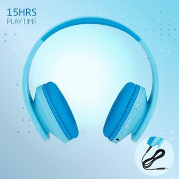 PowerLocus Vielseitige Anschlussmöglichkeiten Kinder-Kopfhörer (Komfortable Design mit weichen Schaumstoff-Ohrpolstern und einem gepolsterten Kopfband ermöglicht stundenlangen Tragekomfort)