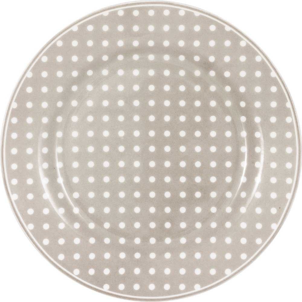 Greengate Kuchenteller Greengate Teller DOTTY Beige mit weißen Punkten 20 cm