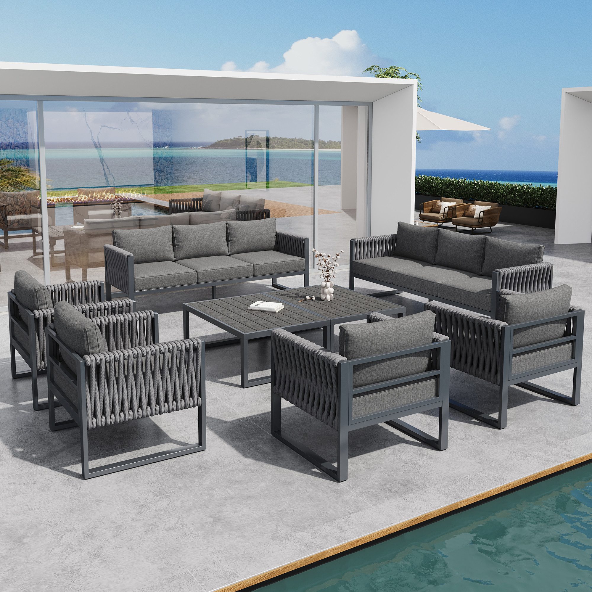 i@home Gartenlounge-Set Gartenmöbel Set, Outdoor Sofa, (8-tlg)