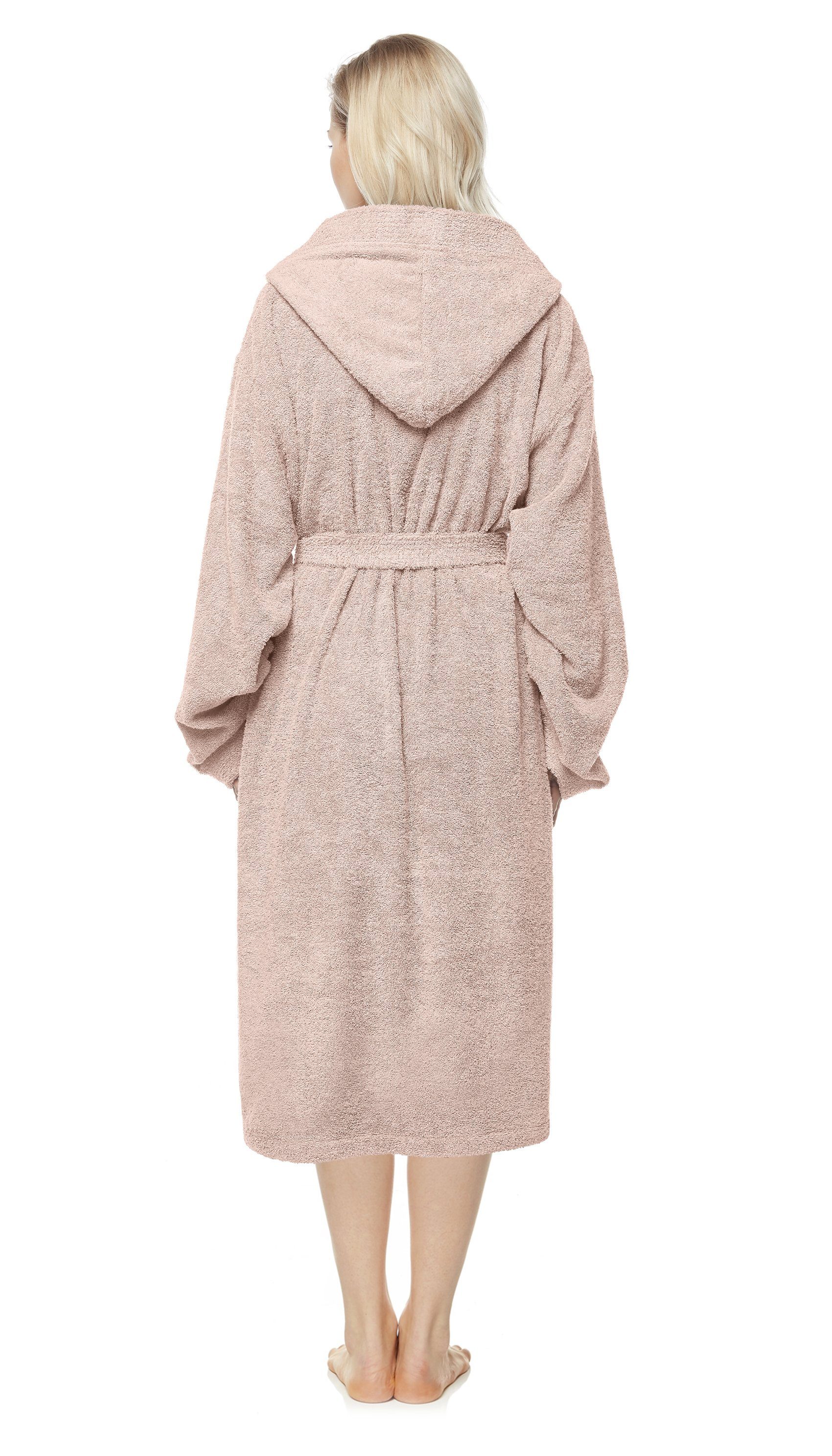 Arus Damenbademantel Pandora, waden lang, mit Kapuze, 100% Baumwolle, für Spa & Zuhause, 100% Baumwolle, Kapuze, Gürtel, mit Kapuze, wadenlang, 100% Baumwolle