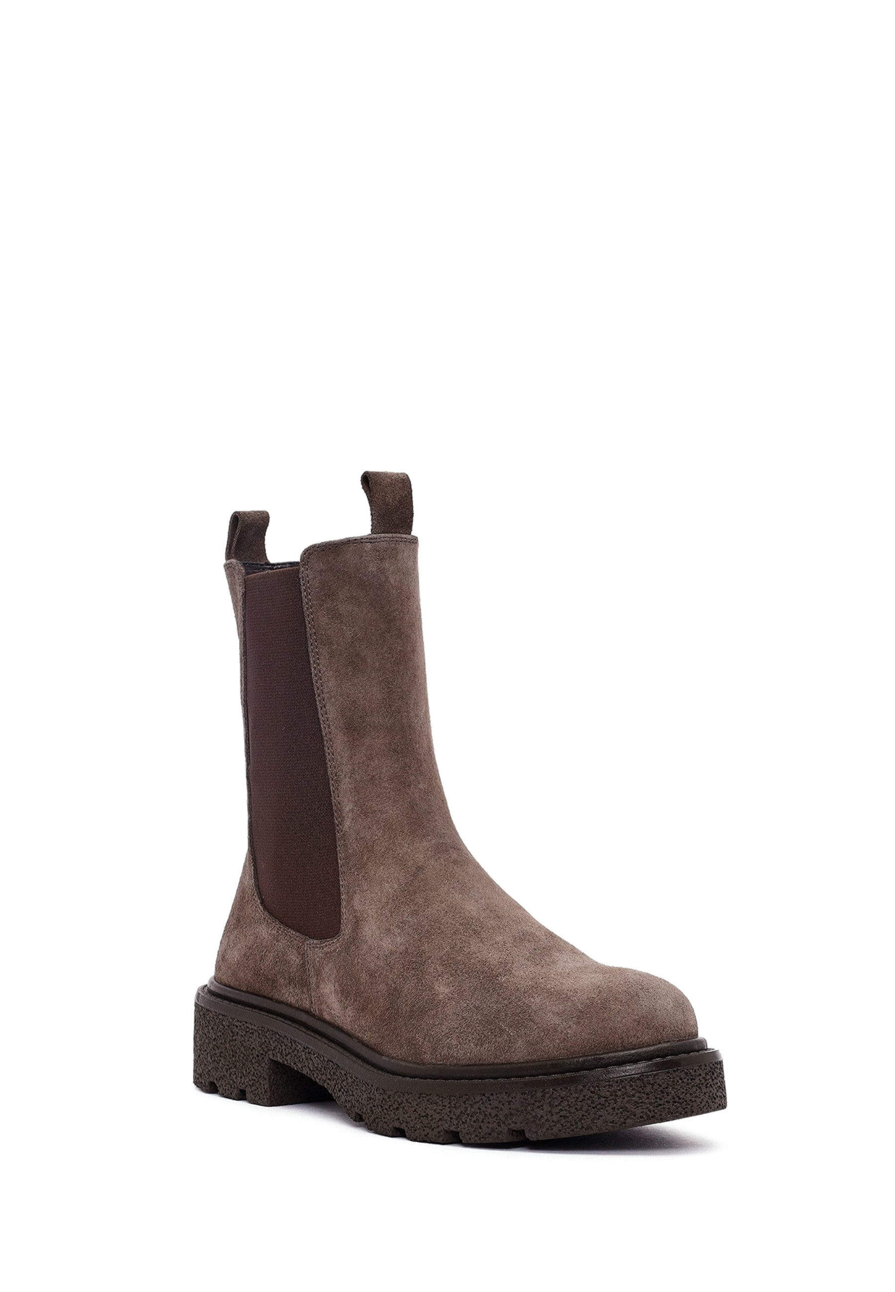 Derimod Chelsea-Stiefel aus Veloursleder Chelseaboots Lederfutter, Thermosohle, Absatz 2 cm