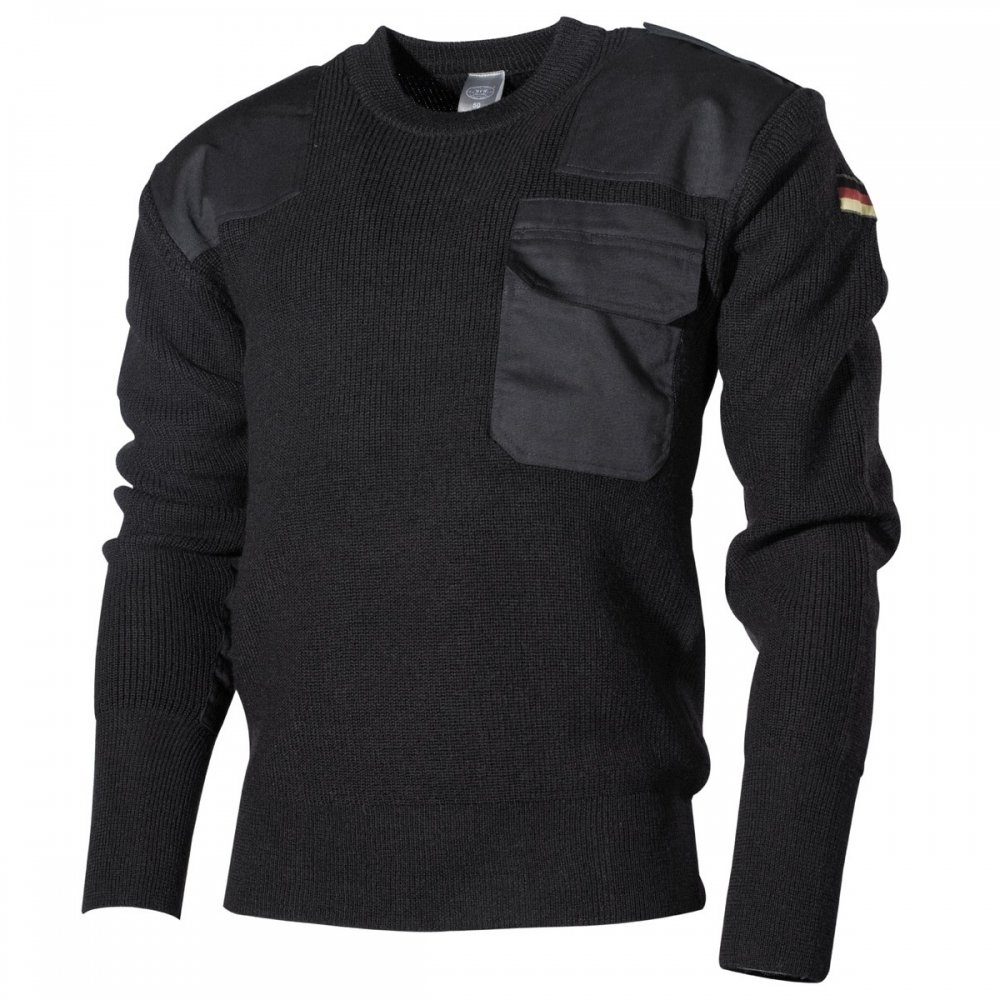 Strickpullover BW Pullover, mit Brusttasche, schwarz - 50