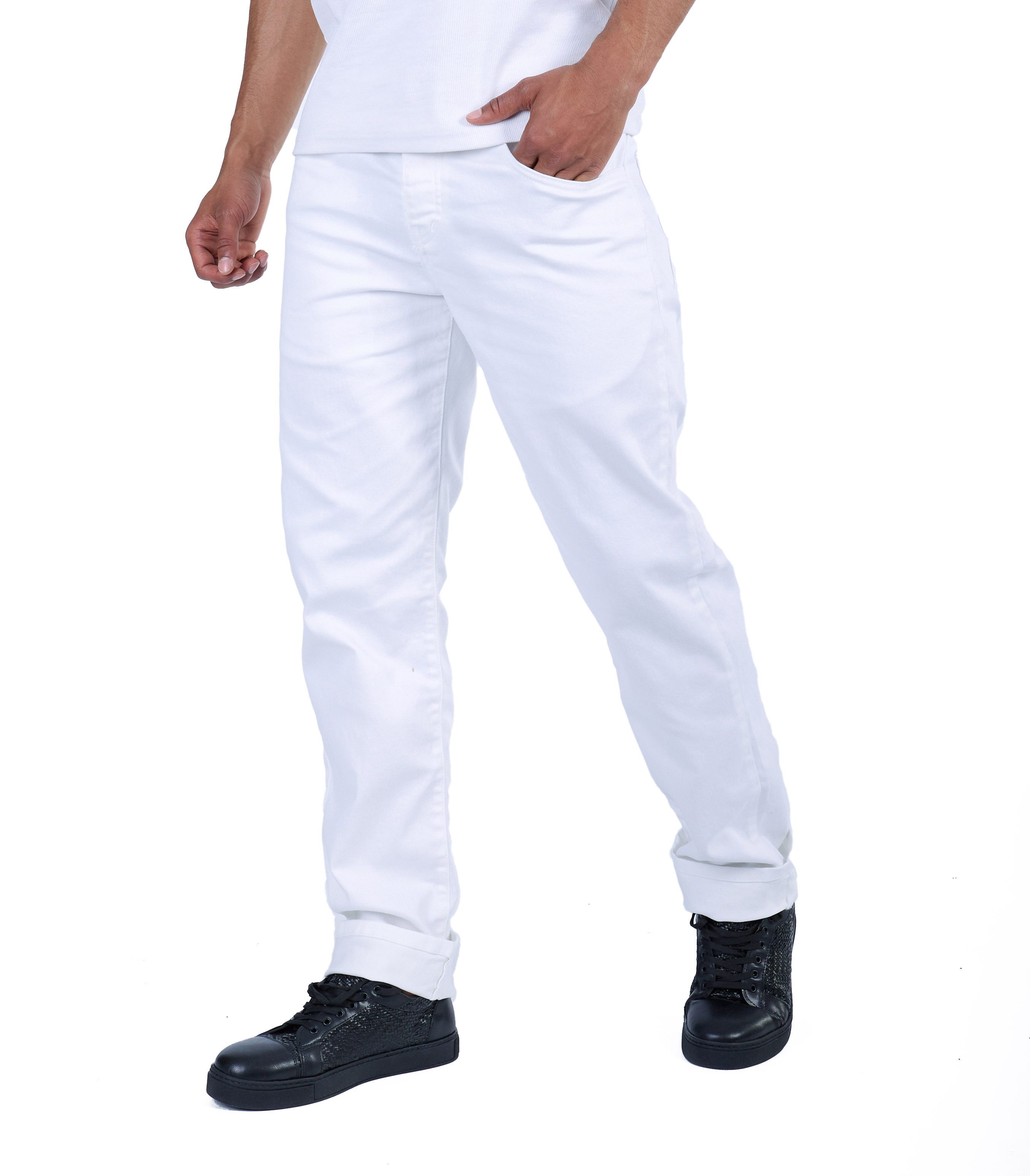 KINGZ Regular-fit-Jeans Basic Regular Fit Herren Jeans von KINGZ Weiß W30/L günstig online kaufen