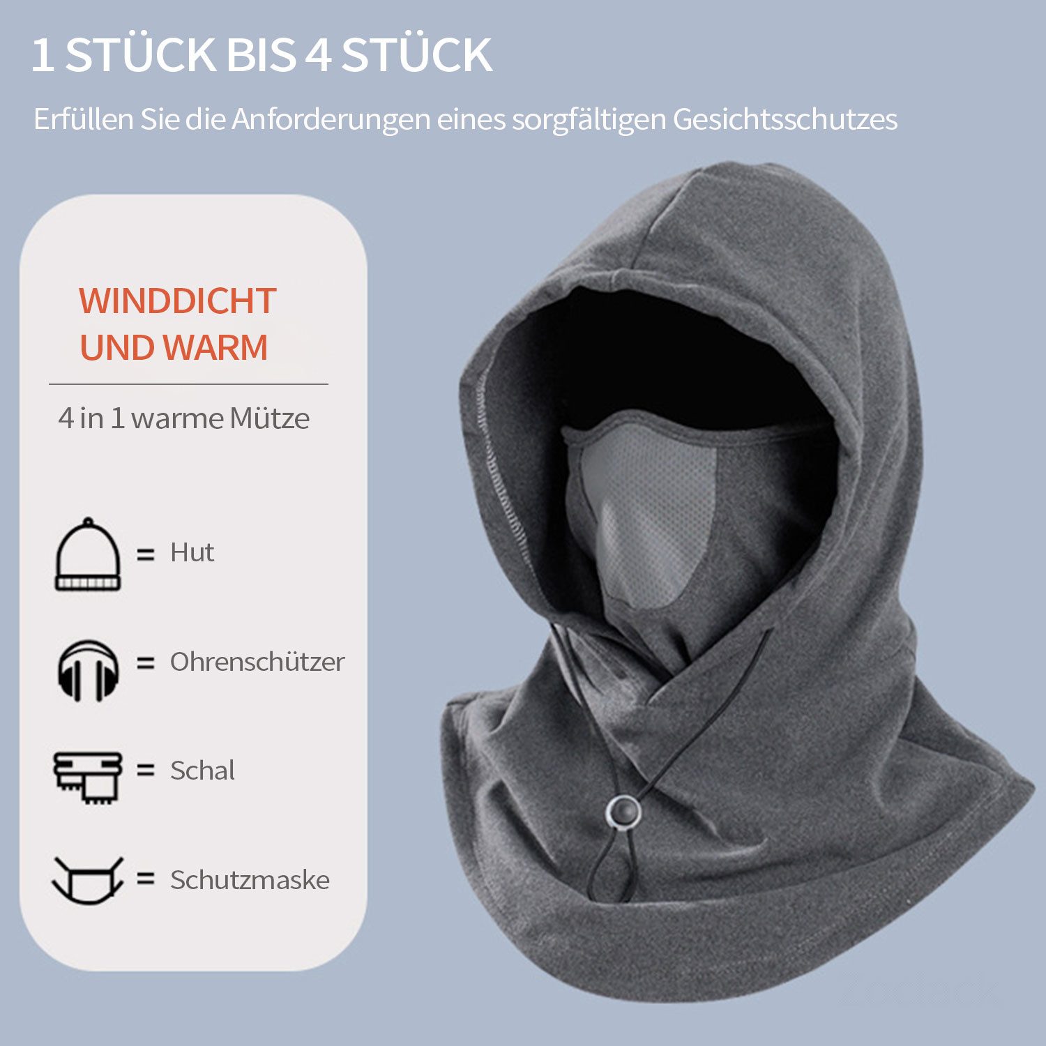 Refttenw Sturmhaube Kapuzengesichtsmaske mit Halswärmer Winddichte Winter Gesichtsmaske für Damen und Herren, für Radfahrer
