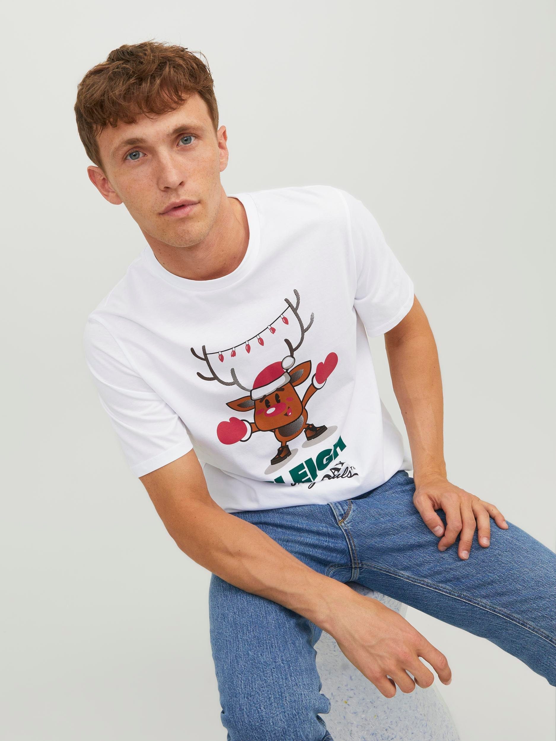 & JORXMAS Rundhalsshirt SS White Jack CREW Jones Bright NECK TEE